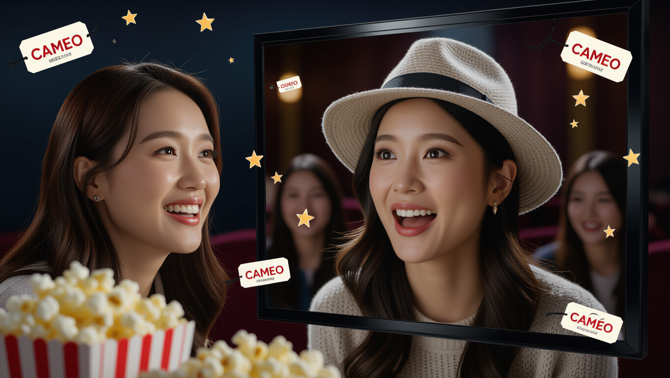 Sora 2 완벽 가이드: 사용법, 초대코드, 수익 창출 기회 3 🎭 Cameo 기능 활용법: 내 얼굴로 AI 영상 만들기